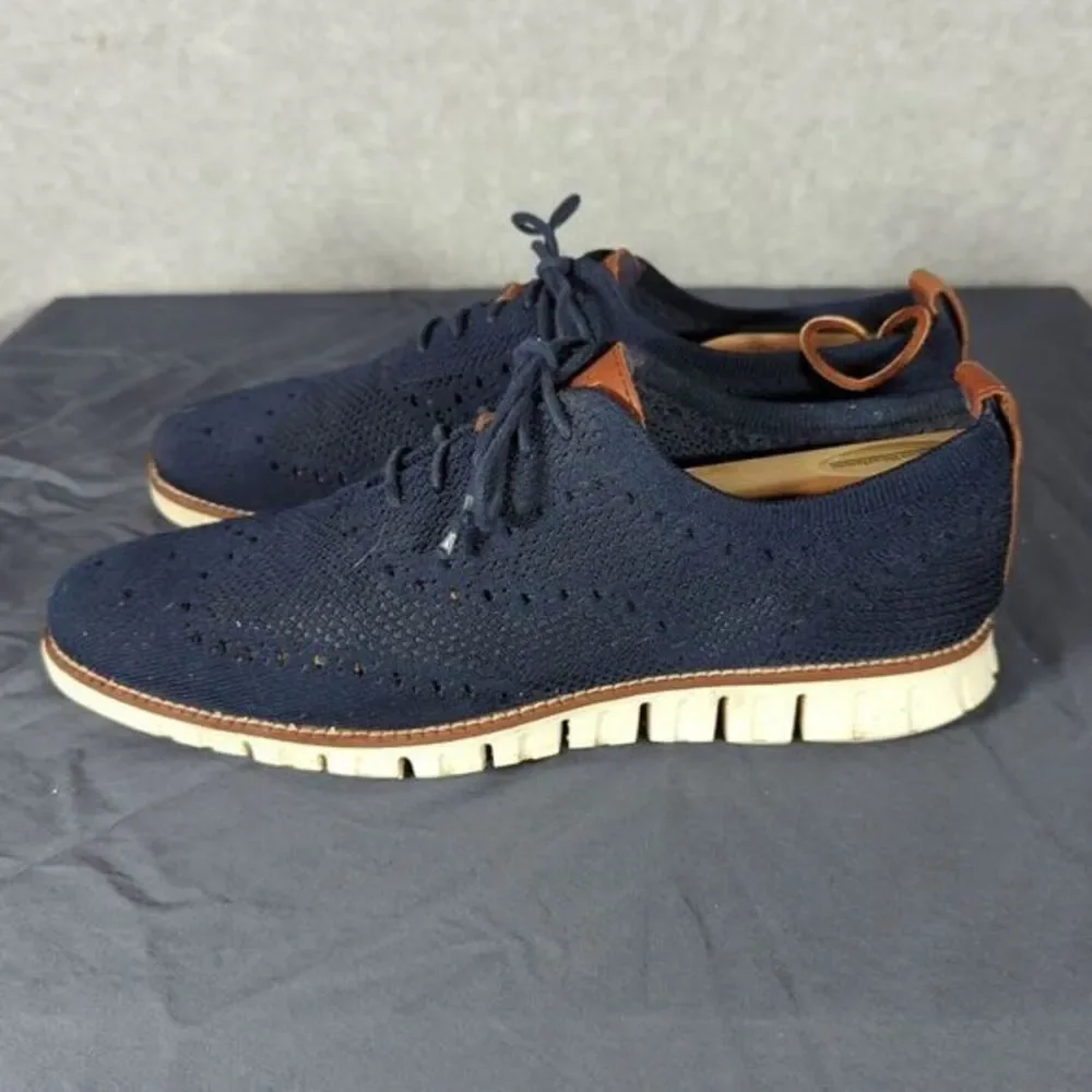 Cole Haan Zerogrand Stitchlite‎ Wingtip Oxford Shoes Marine Blue C24947 Men's 11